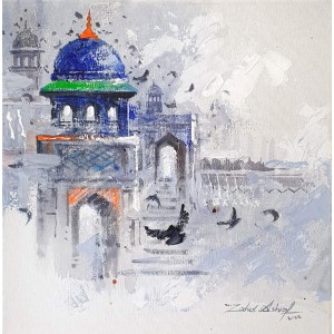 Zahid Ashraf, 12 x 12 inch, Acrylic on Canvas, Cityscape Painting, AC-ZHA-107